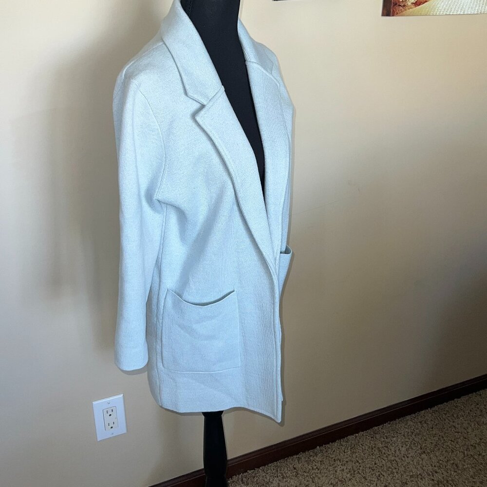 J.Crew Sophie Sweater Blazer XS Blue Open Front Relaxed Fit Merino Wool Blend - Picture 2 of 7